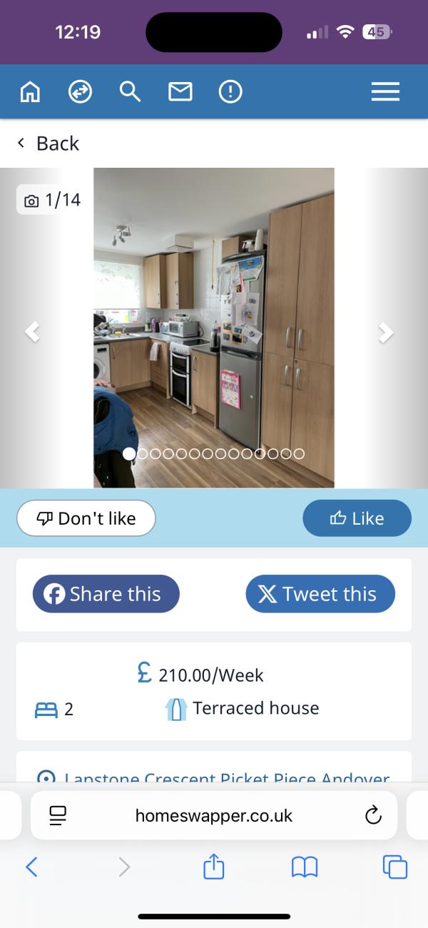 2 bedroom house in Andover House Exchange